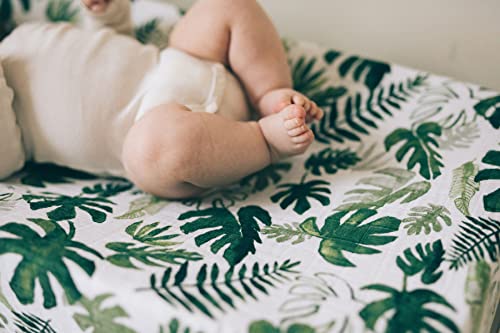 Little Unicorn Premium Changing Pad Cover | Extra Soft & Breathable Muslin Fabric (Tropical Leaf)