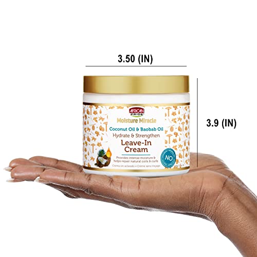 African Pride Moisture Miracle Coconut Oil & Baobab Oil Leave-In Cream - Provides Intense Moisture & Helps Repair Natural Coils & Curls, Hydrates & Strengthens Hair, 15 oz