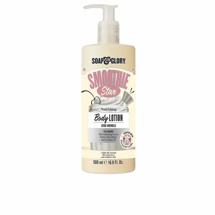 Soap & Glory Smoothie Star Moisturizing Body Lotion - Non-Greasy Vegan Body Moisturizer with Skin-Softening Cocoa Butter & Coconut Oil - Almond & Vanilla Scented Lotion (500ml)