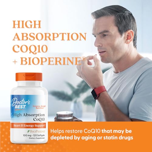 Doctor's Best High Absorption CoQ10 with BioPerine, Gluten Free, Naturally Fermented, Heart Health, Energy Production, 100 mg, 120 Count