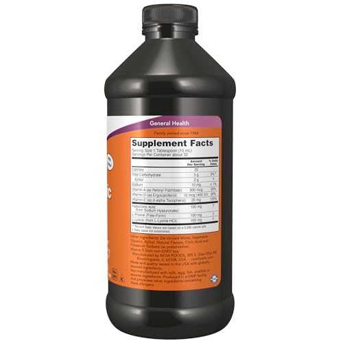 NOW Foods Supplements, Liquid Hyaluronic Acid, Delicious Berry Flavor, 100 mg Per Serving, 16-Ounce