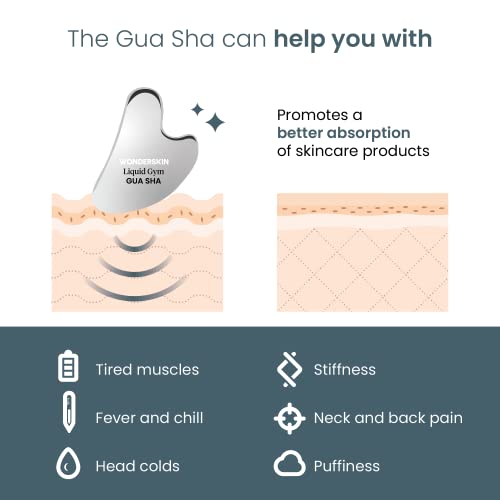 Wonderskin Liquid Gym Gua Sha Face Sculpting Tool, Facial Roller to Reduce Tension, Puffiness & Wrinkles, Skin Care Tool and Jawline Sculptor, Stainless Steel Facial Massager