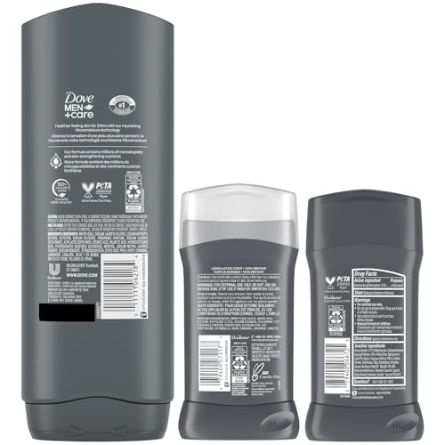 Dove Men + Care Extra Fresh Bundle –Men’s Body Wash, Aluminum-Free Deodorant + Antiperspirant, 72H Protection, Citrus Scent (3 Piece Set)