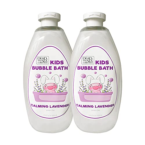 Dead Sea Collection Bubble Bath Kids with Lavender - Cleansing and Moisturizing Liquid Bath Bubbles - Lavender Oil and Pure Dead Sea Minerals - Pack of 2 Large Bottles (67.6 fl.oz)