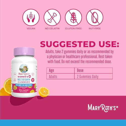 MaryRuth Organics, Sugar Free, Vegan Vitamin Gummy, Immune Support Daily Multivitamin + Chasteberry, Hair, Skin and Nail for Women, 60 Count, Pack of 1