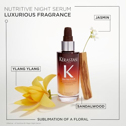 KÉRASTASE Nutritive 8H Magic Night Hair Serum, Overnight Hydrating Treatment for Dry Hair, Intensely Nourishes, Detangles & Prevents Frizz for All Hair Types, 3.04 Fl Oz