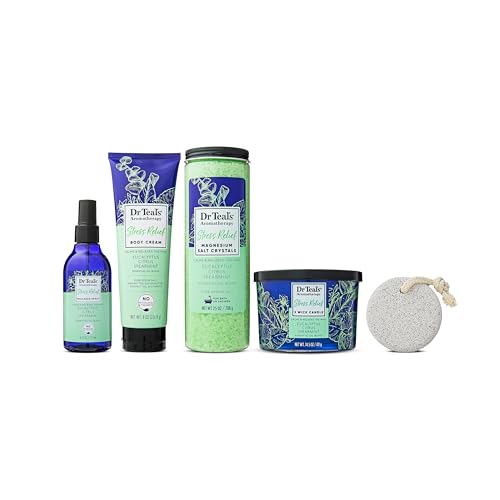 Dr Teal's Aromatherapy Stress Relief Starter Pack, Eucalyptus, Citrus and Spearmint, 5 Pieces