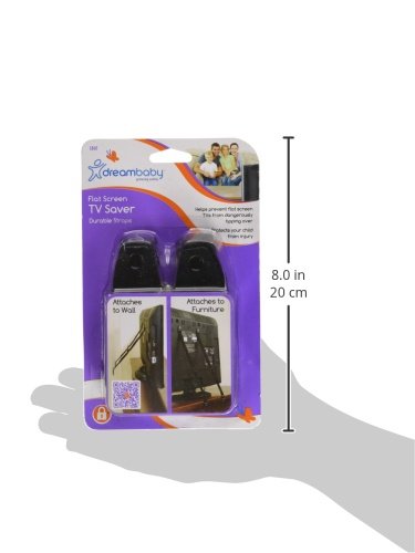 Dreambaby Flat Screen TV Saver Child Safety Straps - Anti-Tip Furniture Security Anchors - Adjustable Strap - Black - Model L860