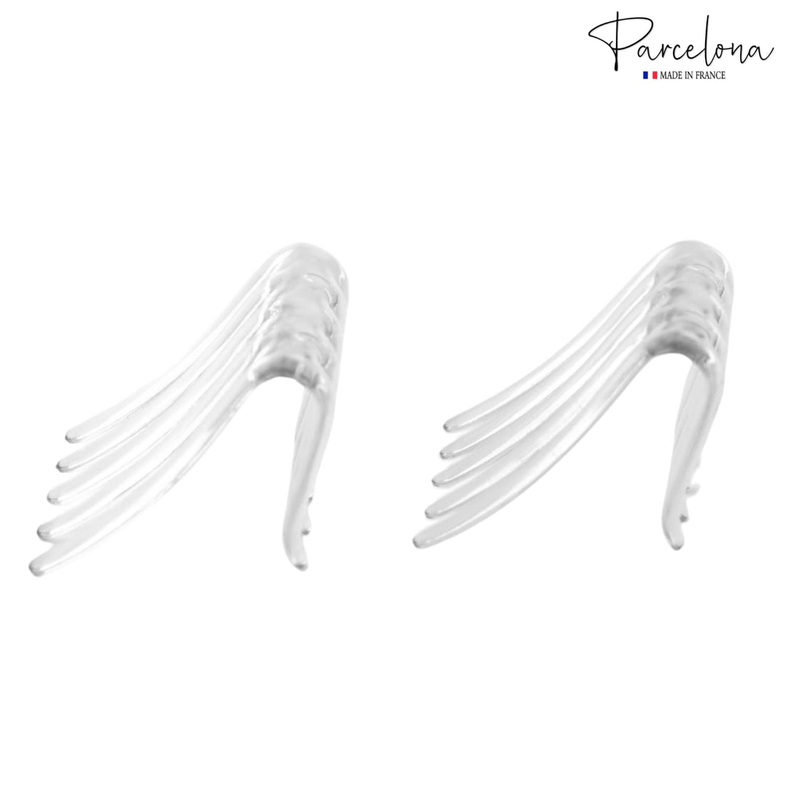 Parcelona French Crab Interlocking Medium Celluloid Clear Hair Clip Side Comb 2 1/4 Inches