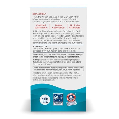 Nordic Naturals DHA Xtra, Strawberry - 90 Soft Gels - 1660 mg Omega-3 - High-Intensity DHA Formula for Brain & Nervous System Support - Non-GMO - 45 Servings