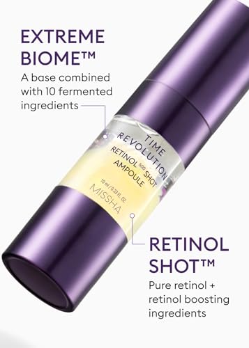 MISSHA Time Revolution Night Repair Retinol Intensive Ampoule 0.33 Fl oz - Advanced Korean Facial Serum for Skin Barrier Strengthening, Improved Elasticity, Radiance, Overnight Moisturization.