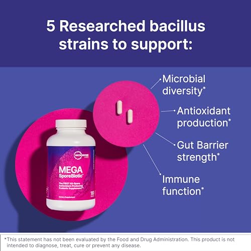 Microbiome Labs MegaSporeBiotic Probiotics for Women & Men - Spore Based Probiotics for Digestive Health - Shelf Stable & Travel-Friendly (60 Capsules)