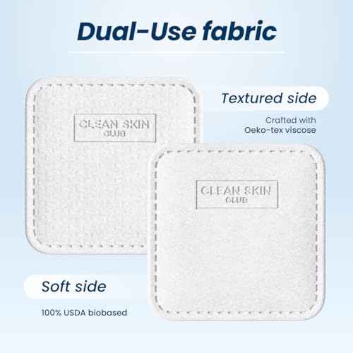 Clean Skin Club Clean² Pads 2.0 [NEW & IMPROVED EDGES] Guaranteed Not to Shed & Tear Face Pads, Unique Triple Layers, Textured & Ultra Soft Side, Organic Disposable Cotton, Pair with Makeup Remover