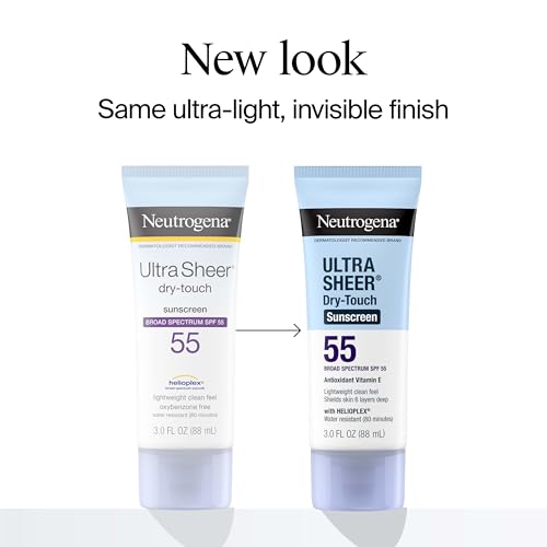 Neutrogena Ultra Sheer Dry-Touch Sunscreen For Face & Body, SPF 55 Broad Spectrum UVA/UVB Protection, Lightweight Water Resistant & Non-Greasy, Travel Size Sunscreen, 3 fl. oz