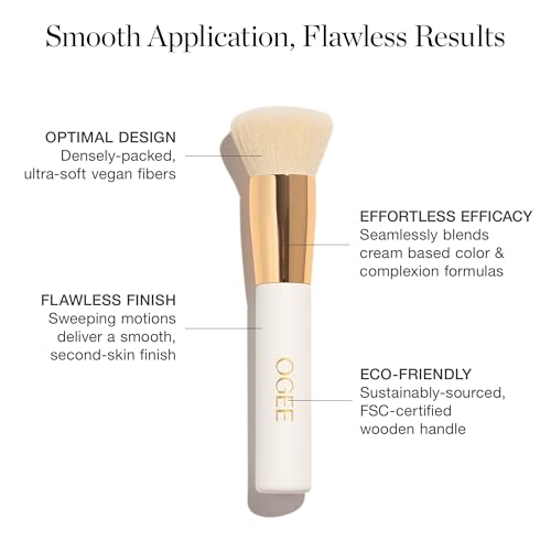 Ogee Blender Brush - Professional Quality Makeup Brush - Ultra-Soft Foundation Brush with Vegan Bristles for Flawless Makeup Application