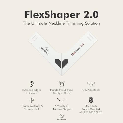 Aberlite FlexShaper 2.0 - Beard Shaper for Men - Hands-Free & Flexible Neckline Guide - Beard Trimmer Tool - Lineup Stencil Kit - White