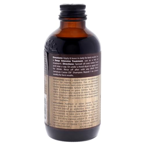 Okay Jamaican Castor Oil, Extra Dark, Black, 4 oz.