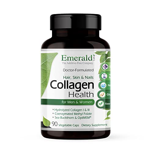 EMERALD LABS Collagen Health - Hydrolyzed Collagen for Healthy Hair, Skin & Nails with Saw Palmetto & Beta-Sitosterol - Also Supports Immune & Adrenal Health - 90 Vegetable Capsules (30-Day Supply)