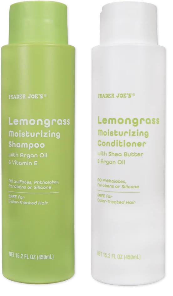Lemongrass Moisturizing Shampoo with Argon Oil and Vitamin E & Conditioner with Shea Butter and Argan Oil by Trader Joes 15.2fl oz/450 ml (Pack of 2)