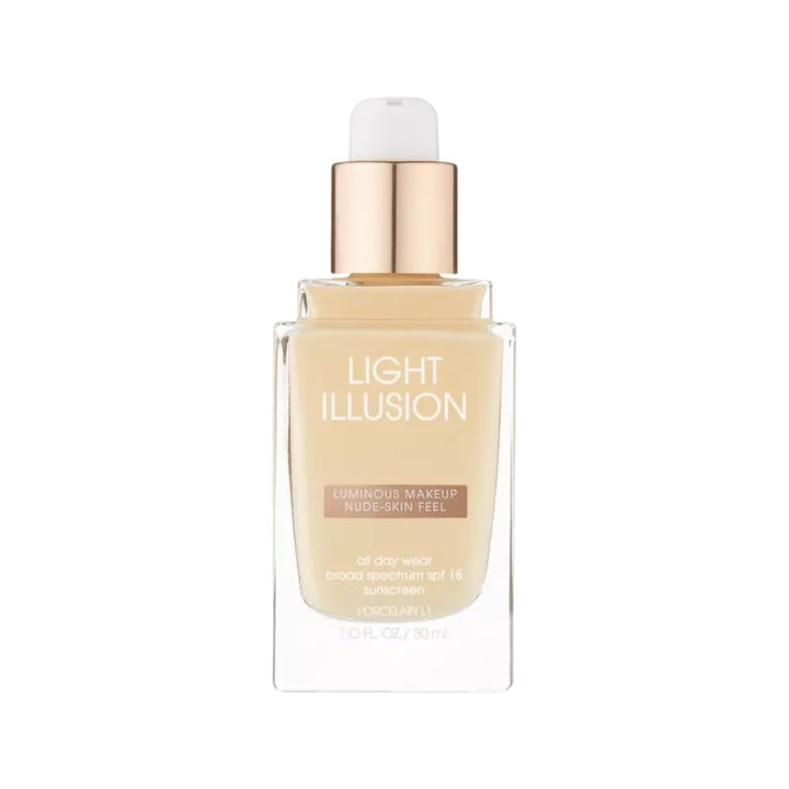 Flower Beauty Light Illusion Foundation with SPF 18 - Liquid Foundation Makeup with Buildable Coverage & Breathable/Lightweight Formula - Natural Complexion (Nutmeg)
