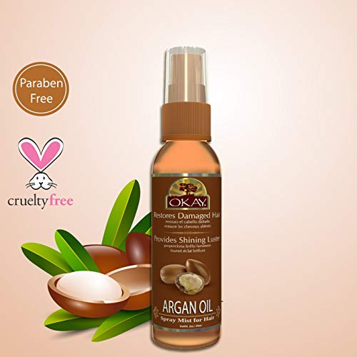 Argan Spray Mist Oil For Hair Helps Stop Roughness Of Hair Enhances Elasticity,Manageability&Shine Paraben Free For All Skin & Hair Types and Textures Made in USA 2oz
