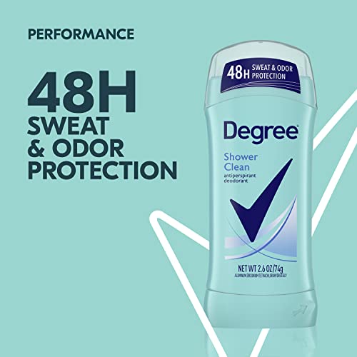 Degree Original Antiperspirant Deodorant Shower Clean Pack of 6 48-Hour Sweat & Odor Protection Antiperspirant for Women 2.6 oz