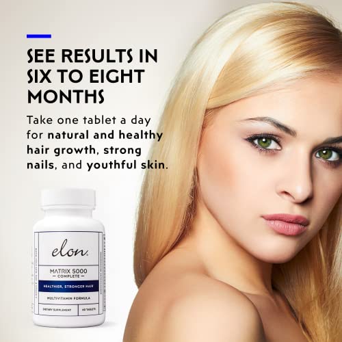 Elon Matrix 5000 Complete Multivitamin — Skin, Hair and Nail Growth Vitamins — Healthy Hair Growth Vitamins for Women & Men — 5000Mcg Biotin Supplement (60 Day Supply)