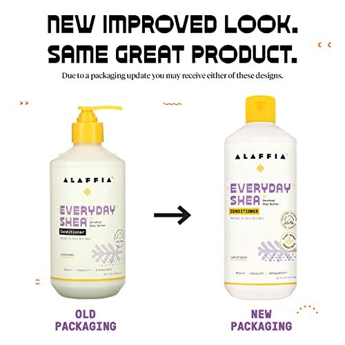 Alaffia EveryDay Shea Conditioner, Moisturizes, Restores and Protects, Made with Fair Trade Shea Butter, Cruelty Free, No Parabens, Vegan, Lavender, 2 Pack, 16 Fl Oz Ea