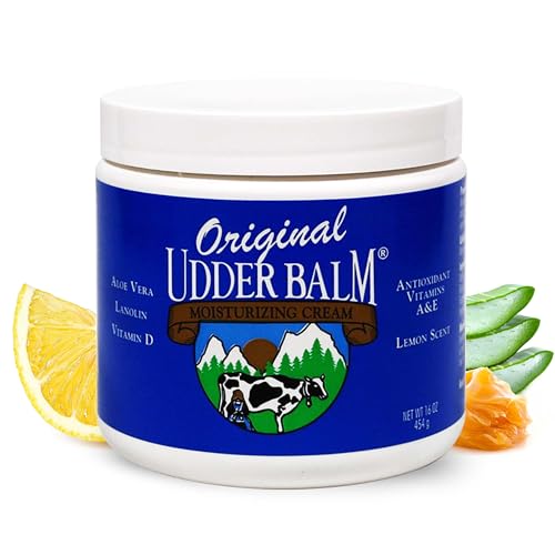 Original Udder Balm (NOT Cream or Lotion Body Moisturizing and Soothing for Dry, Cracked, Flaky, Rough Skin, 16 oz Jar, Lemon Scent
