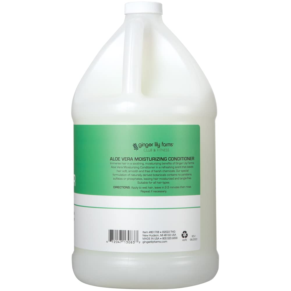 Ginger Lily Farms Club & Fitness Aloe Vera Moisturizing Conditioner, 100% Vegan, Paraben, Sulfate, Phosphate, Gluten & Cruelty-Free, 1 Gallon
