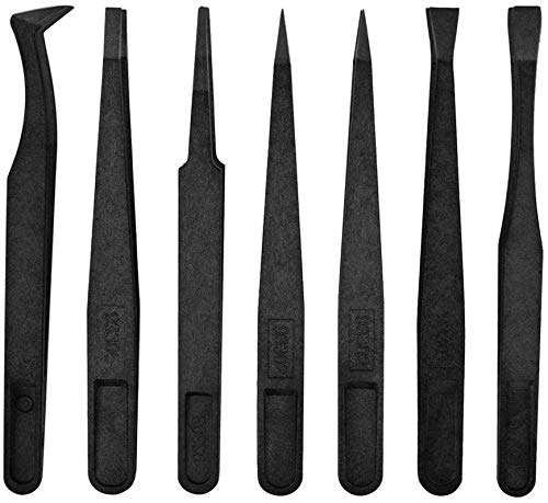 7pcs Precision Anti-static Tweezers, Marrywindix Plastic Tweezers for Electronics Jewelry-making Repairing