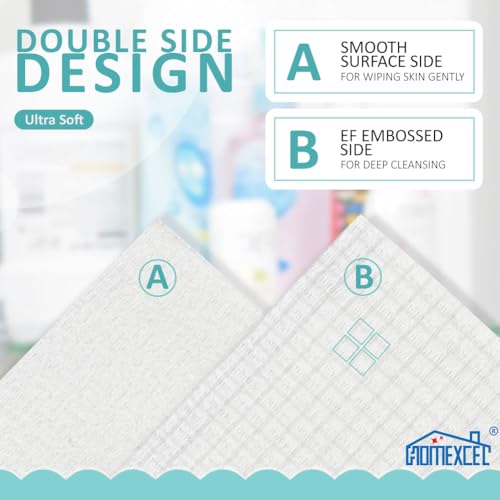 HOMEXCEL Face Towels, Disposable Face Towelette, Biodegradable Makeup Remover Dry Wipes 50 Count, Super Soft Clean Facial Towels Wash Cloth for Sensitive Skin