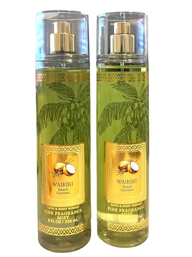 Bath & Body Works and Waikiki Beach Coconut Fine Fragrance Spray Mist Perfume Gift Set - Value Pack Lot of 2 (Waikiki Coconut), 4 Ounce (Pack 2), 8.0 fluid_ounces, 1.15 pounds