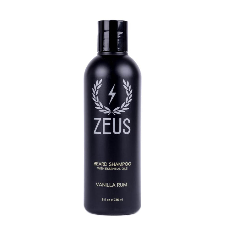 ZEUS Beard Shampoo and Wash for Men - 8oz - Beard Wash with Natural Ingredients (Scent: Vanilla Rum)
