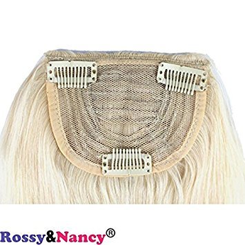 #613 : Rossy&Nancy #613 Blonde Color Brazilian Human Hair Clip-in Hair Bang Full Fringe Short Straight Hair Extension for women 6-8inch