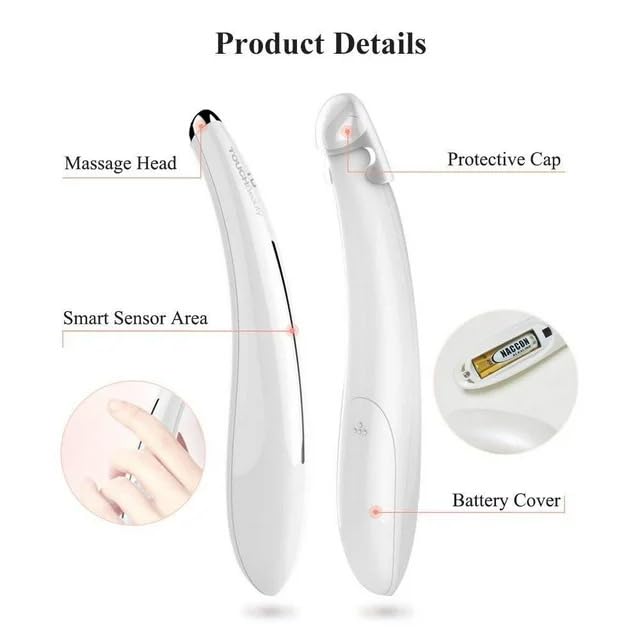 TOUCHBeauty Eye Massaging Pen, Dark Circle Treatment With Sonic Vibration & Heating (White)