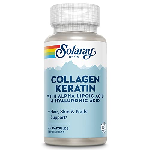 Solaray Collagen Keratin with Alpha Lipoic Acid and Hyaluronic Acid - Type I, II and III Collagen Pills - Hair, Skin, Nails, and Joint Health Support - 30 Servings, 60 Capsules