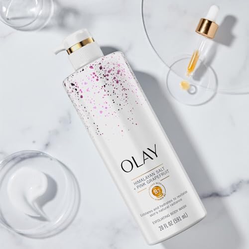 Olay Exfoliating & Revitalizing Body Wash with Himalayan Salt, Pink Grapefruit, and Vitamin B3, 17.9 fl oz (pack of 2)