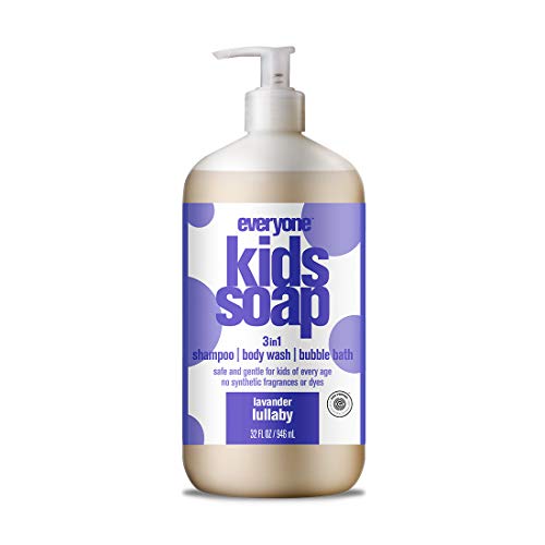 Everyone 3-in-1 Kids Soap, Body Wash, Bubble Bath, Shampoo, 32 Ounce (Pack of 1), Lavender Lullaby, Coconut Cleanser with Plant Extracts and Pure Essential Oils