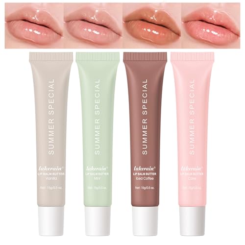 4 PCS Lip Glossy Butter Balm Set,Instant Moisture and Hydration Lip Gloss,Long-lasting Hydrating Non-Sticky Lip Balm,Soften Dry Lips and Lip Care
