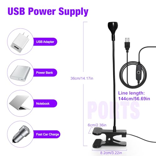 AORAEM Nail Lamp LED Nail Manicure Dryer Curing Light with Black Gooseneck and Clamp for Gel Nails