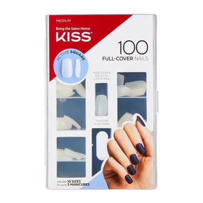Kiss Nails 100 Full Cover Nails - Active Square by Kiss