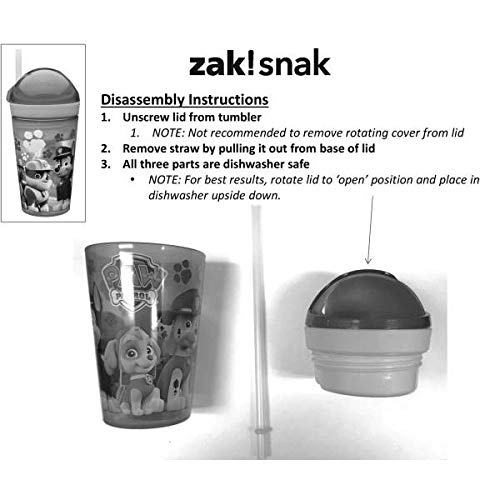 Zak Designs PJ Masks ZakSnak All-In-One Drink Tumbler + Snack Container For Toddlers – Spill-proof 4oz Snack Container Screws Securely Onto 10oz Tumbler With Accessible Straw, PJ Masks
