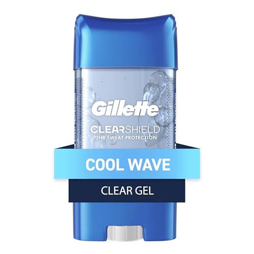 Gillette Antiperspirant and Deodorant for Men, 72hr Sweat & Odor Protection, Long Lasting Freshness, Anti-White Mark Technology, Clear Gel, Cool Wave Scent, 3.8 oz