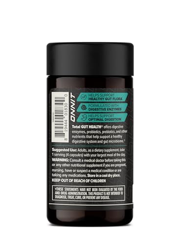 ONNIT Total Gut Health - Complete Daily Probiotics & Digestive Enzyme Supplement for Women & Men - 5 Strains of Probiotics, Prebiotics, Enzymes, Betaine HCL - Capsules - (60ct)