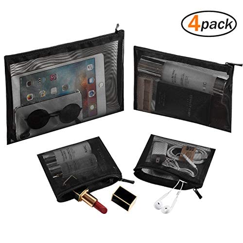 Mesh Makeup Bag Cosmetic Organizer Zipper Make up Pouch Black Bags Travel Accessories