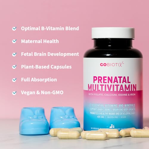 GOBIOTIX Prenatal Vitamins for Women | Vitamins with Iron, Calcium, Vitamin D2, C, Zinc & Folic Acid for Pregnant Women | Pre & Post Pregnancy - Once Daily Multivitamin Capsules, Non-GMO