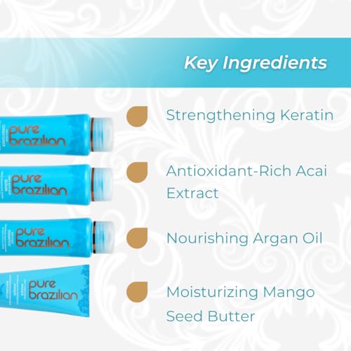 Pure Brazilian 4-Piece Essential Travel Size Kit: Anti-Frizz Shampoo, Conditioner, Serum & Masque