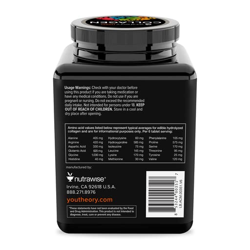 Youtheory Men's Collagen - 5,000 mg Collagen - Daily Collagen Supplements for Men - Hair & Skin Support* - Gluten, Soy & Dairy Free - 290 Tablets