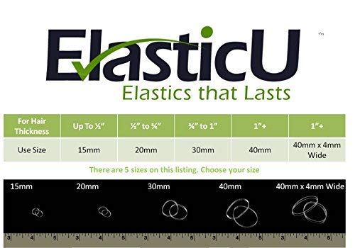 40mm Wide , Clear : Hair Elastics - STRONG - REUSEABLE Clear Premium- 40mm Wide, Pack of 16 by ElasticU